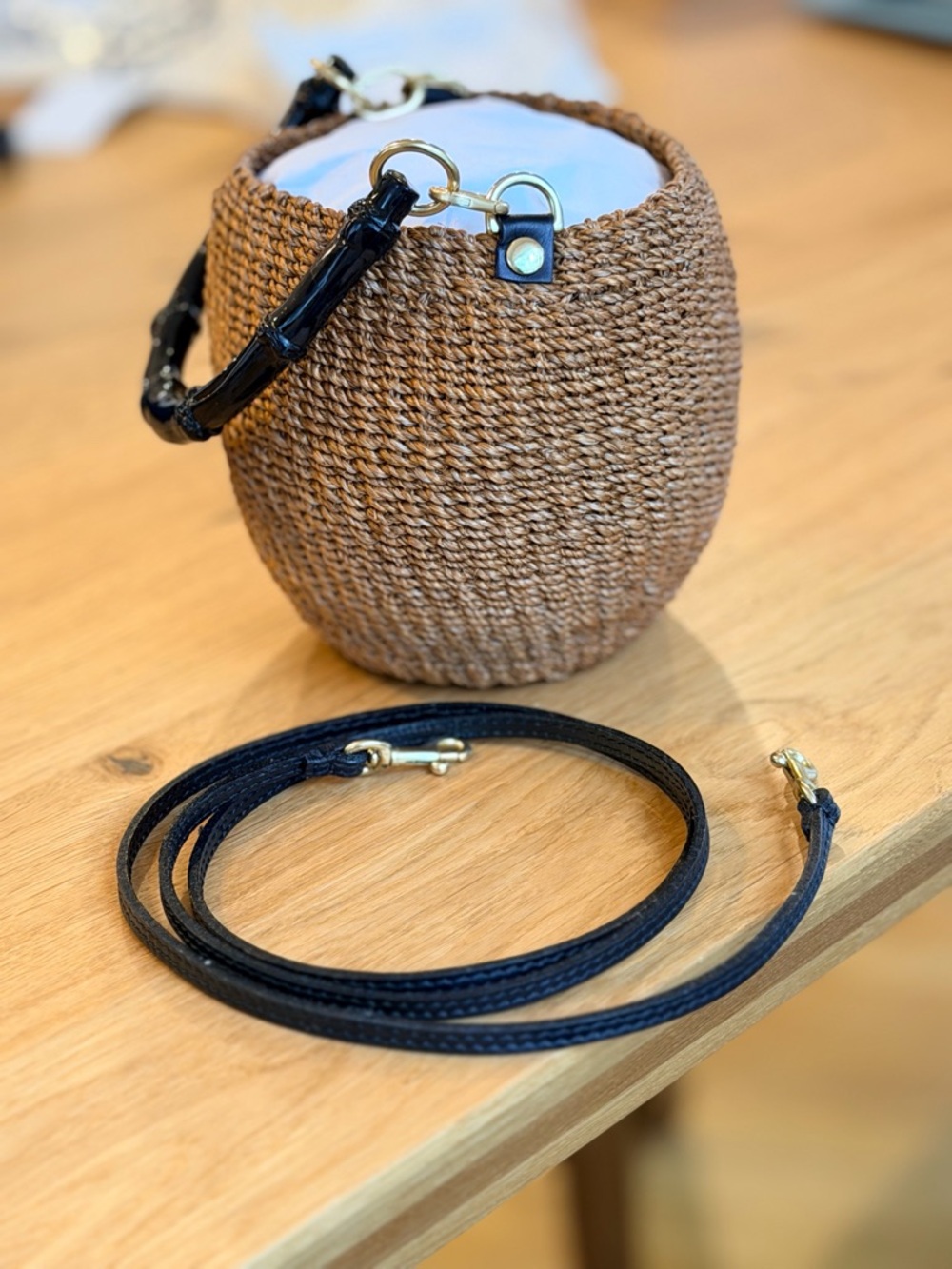 Clare V PETIT POT DE MIEL W/ BAMBOO HANDLE in Dulce De Leche NWT $245 - Picture 9 of 10